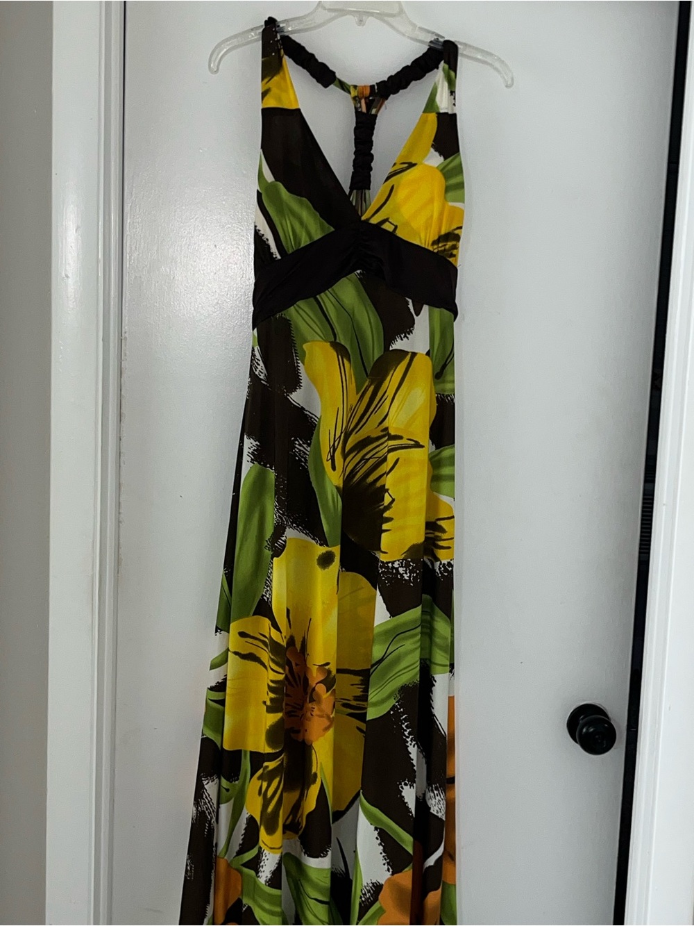 Chesley Yellow & Green Floral Halter Maxi Dress